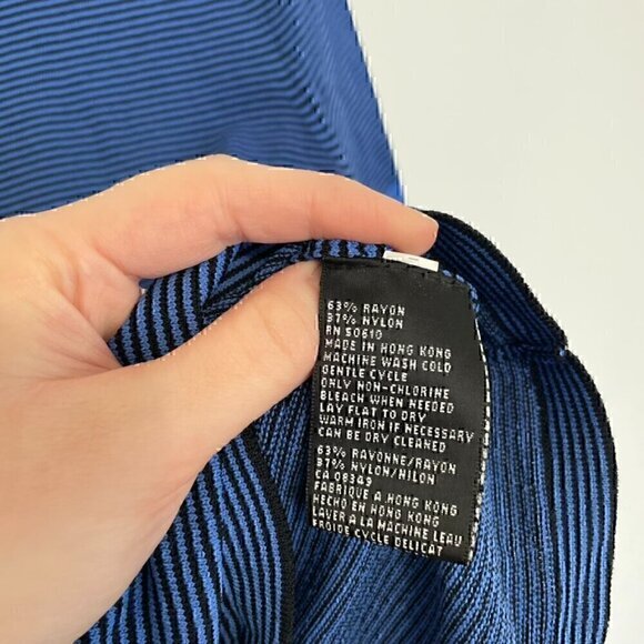 KASPER Blue Black Horizontal Striped Short Sleeve Office Preppy Knit Sweater Top - Picture 7 of 10